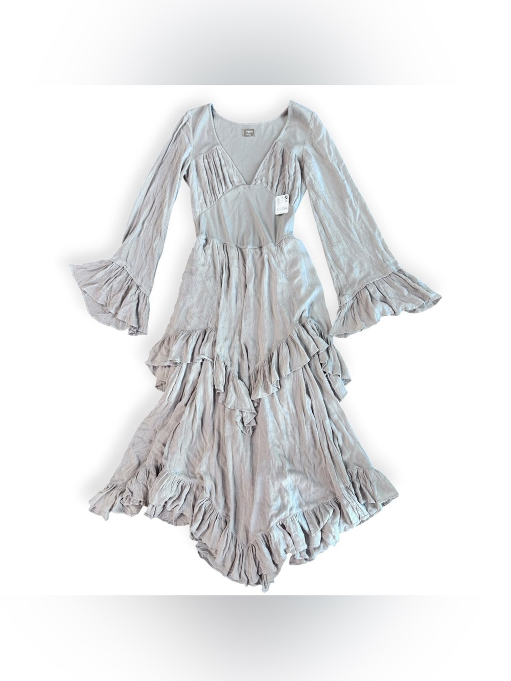 Free People Mamacita Ethereal Billowy Ruffle Tiered Fairy Hem Maxi Dress Med NWT - Picture 3 of 12